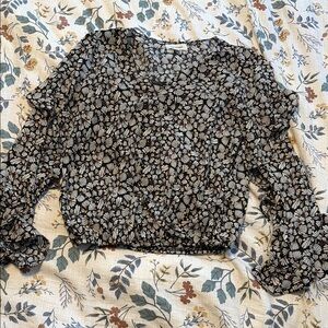 Floral Black and White Women's Top